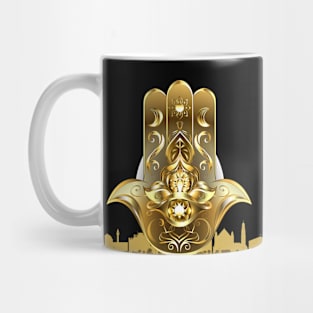 Gold Jerusalem Jewish The Hand of Miriam Hamsa Mug